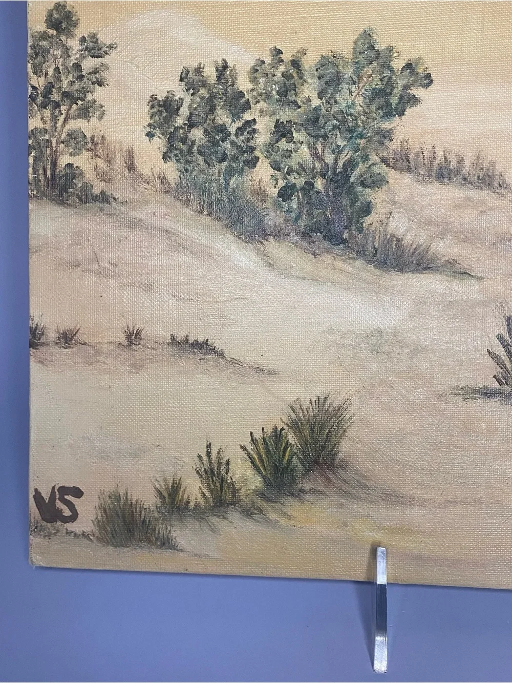Beautiful DESERT LANDSCAPE PAINTING Vintage Signed 10”x 14” On Canvas Board